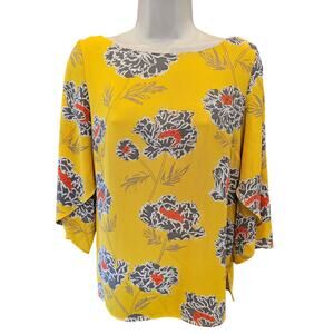 Banana rep XS Coquette cottagecore yellow bright floral XSP XS PETITE blouse top